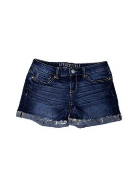 Aeropostale Midi Dark Wash Denim Shorts Size 00